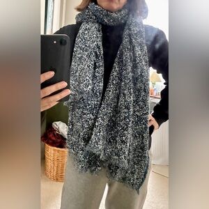 Blue and white floral bohemian long cotton scarf from Turkey